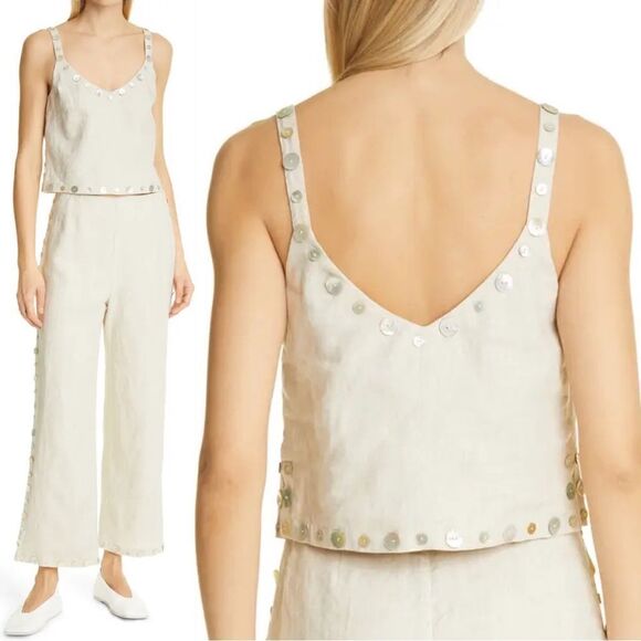 Staud Linen Tank Vittoria Button Trim - Picture 10 of 10